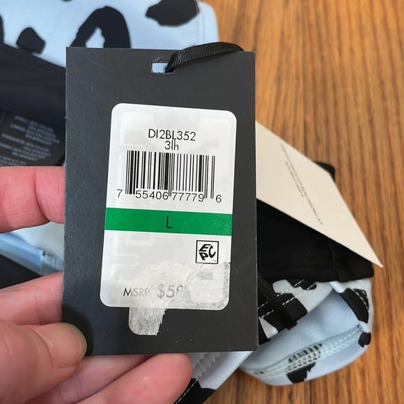 DKNY Printed High Rise Bikini Bottom Swimsuit Leopard Blue Black size L NWT - Picture 6 of 7